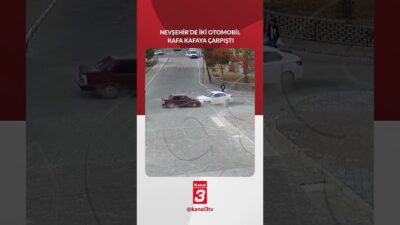 Nevşehir’in Mehmet Akif Ersoy Mahallesi’ndeki iki otomobilin kafa kafaya çarpıştığı