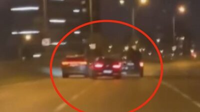 İstanbul Başakşehir'de, bir otomobil sürücüsünün trafikte tehlikeli bir şekilde makas