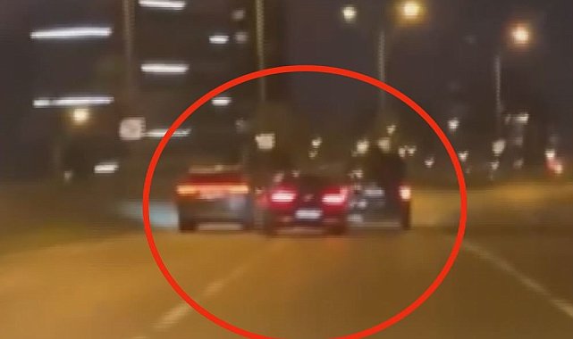 İstanbul Başakşehir'de, bir otomobil sürücüsünün trafikte tehlikeli bir şekilde makas