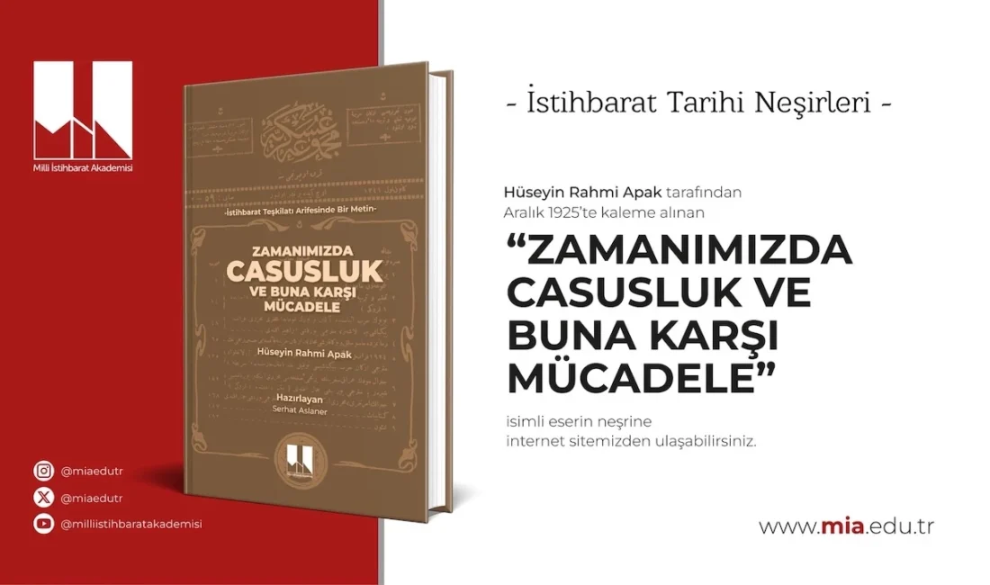 Milli İstihbarat Akademisi, Hüseyin Rahmi Apak’ın 1925 yılında yayımlanan “Zamanımızda