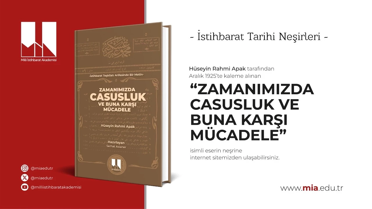 Milli İstihbarat Akademisi, Hüseyin Rahmi Apak’ın 1925 yılında yayımlanan “Zamanımızda
