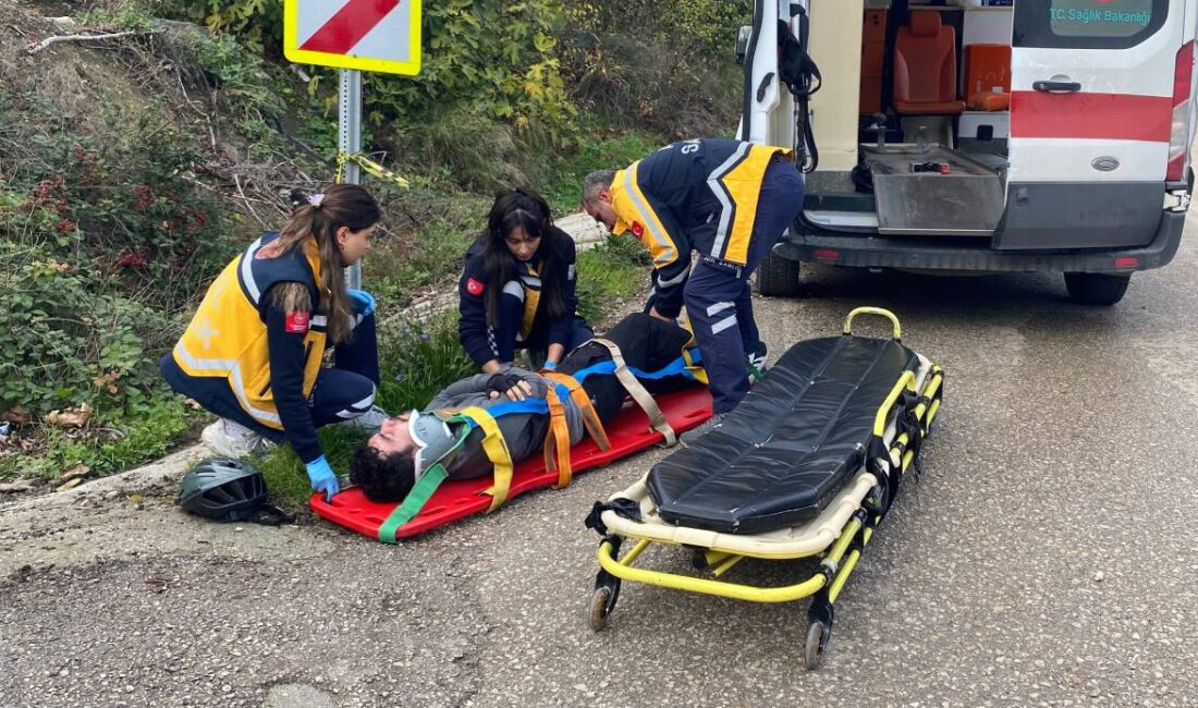 Bursa istikametine ilerleyen bisikletli bir gencin karşı şeride geçerek tehlikeli