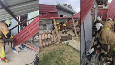 Hatay'da etkili olan şiddetli fırtına nedeniyle çatısı uçarak giriş kapısını