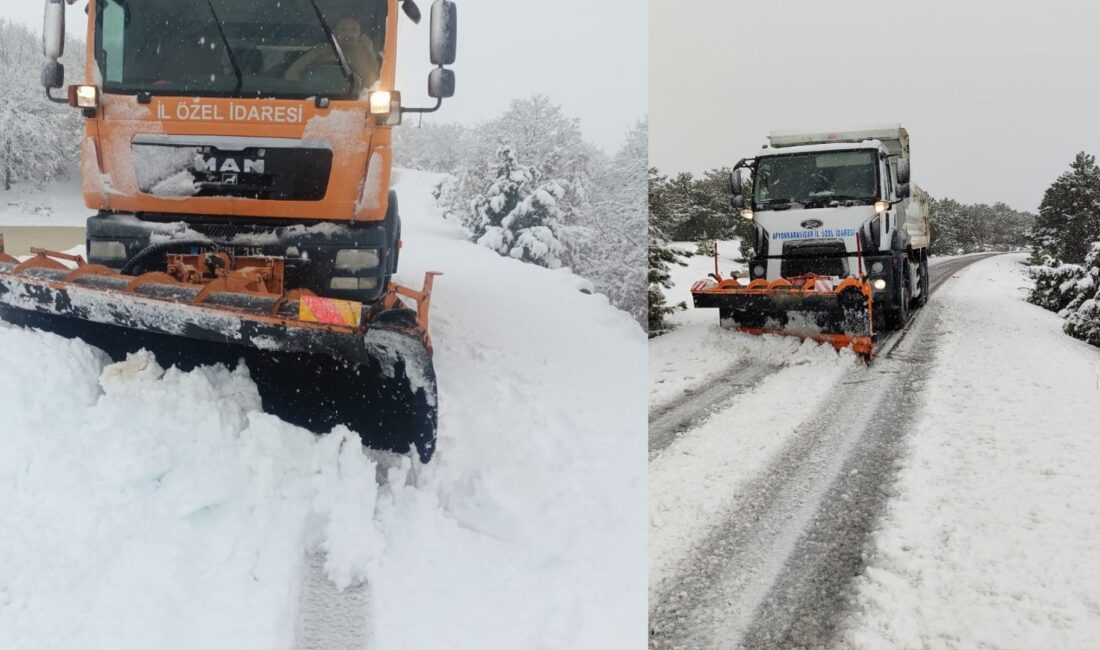 Afyonkarahisar’da son günlerde etkisini artıran yoğun kar yağışı, il genelinde