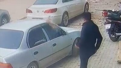 Afyonkarahisar’da bir şahıs fırtınadan dolayı aracının üzerine saksı düşmesi sonrası