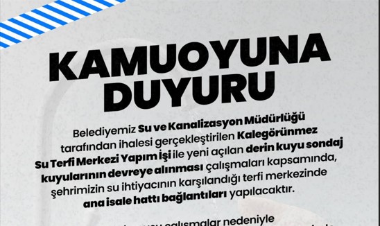Su kesintisi iki gün sürecek Afyonkarahisar Belediyesi, şehir genelinde içme suyu altyapısını güçlendirmeye yönelik önemli