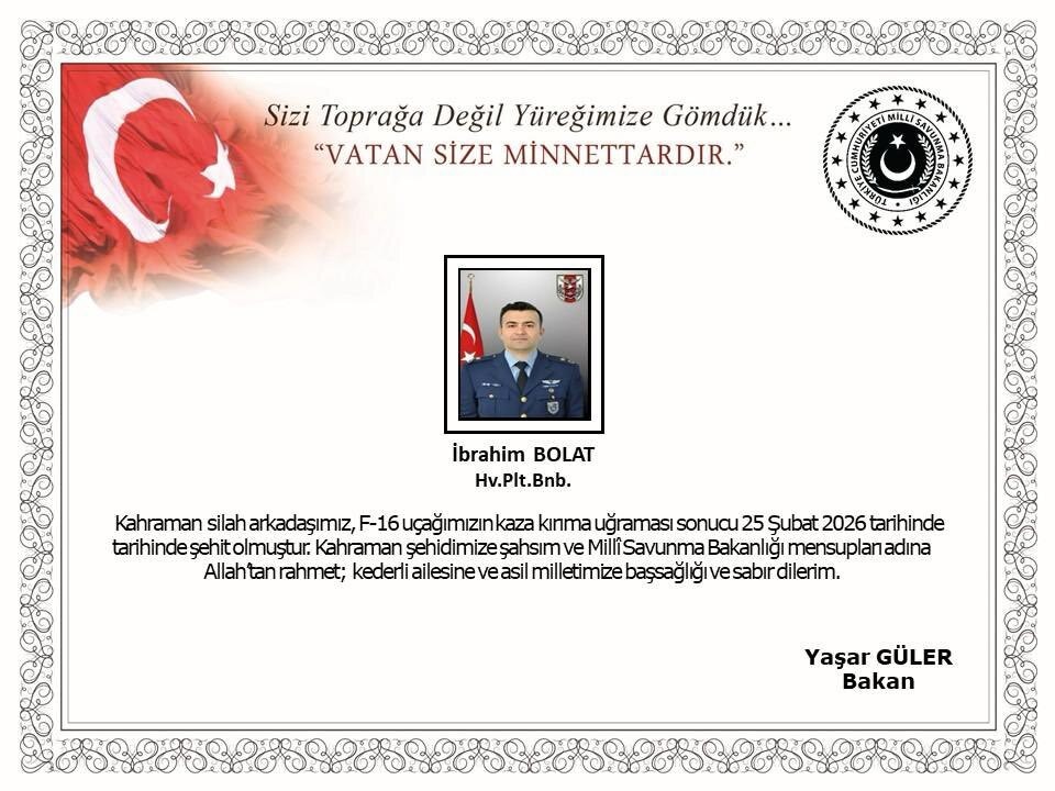 Balıkesir'de F-16'nın kaza kırıma uğraması sonucu Hava Pilot Binbaşı İbrahim