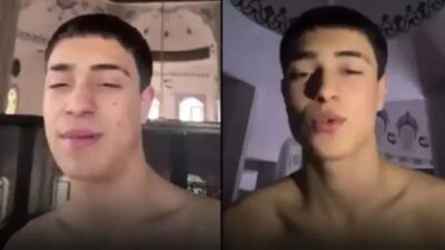 Camide yarı çıplak halde küfürlü şarkı söyleyerek bu anları sosyal