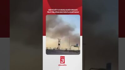 ABD’ye ait bir F-15 savaş uçağının vurulduğu anlar kameralara yansıdı.