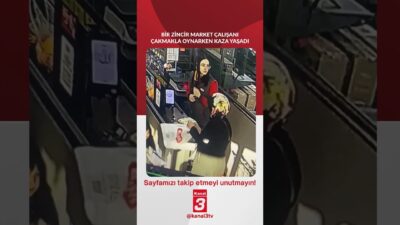 Bir zincir market çalışanı çakmakla oynarken kaza yaşadı! 📶https://kanal3.com.tr/ Sosyal