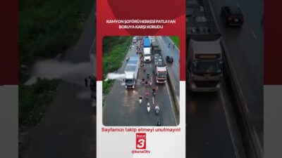 Kamyon şoförü, herkesi patlayan su borusuna karşı korudu! https://kanal3.com.tr/ Sosyal
