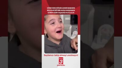 Görevden dönen asker babasını beklemediği bir anda karşısında gören kızın