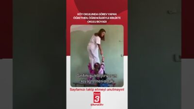 Köy okulunda görev yapan öğretmen, öğrencileriyle birlikte okulu boyadı… 📶https://kanal3.com.tr/