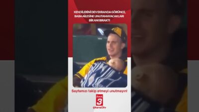 Kendilerini dev ekranda görünce, baba ailesine unutamayacakları bir anı bıraktı…