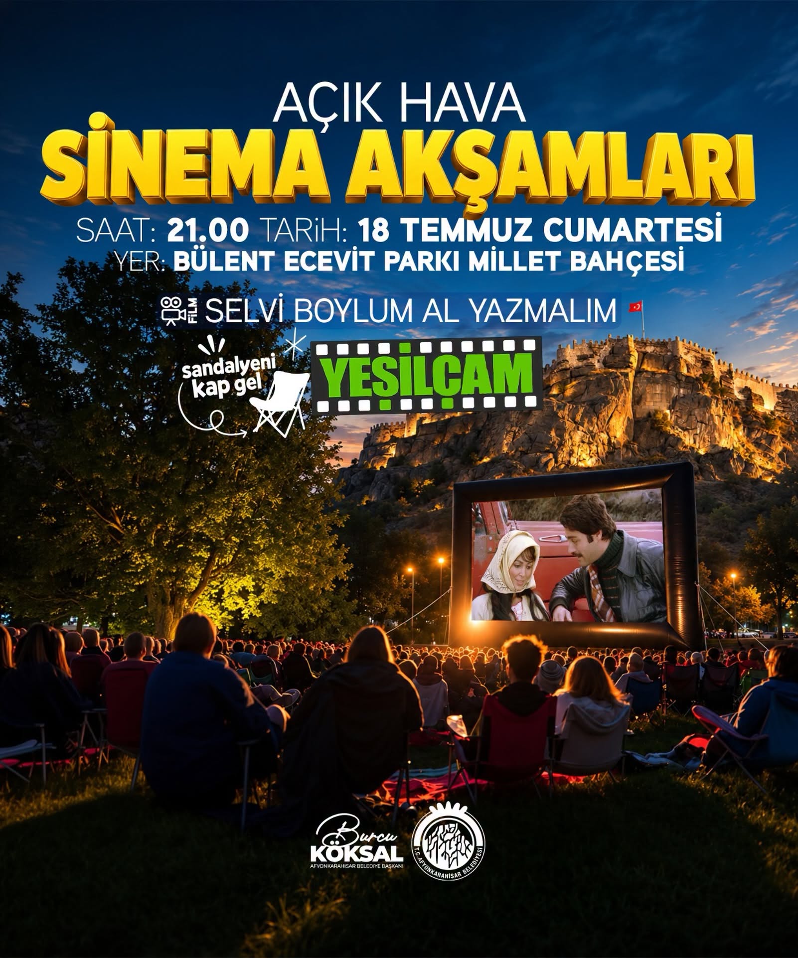 "Selvi Boylum Al Yazmalım" açık hava sinemasında Afyonlularla buluşacak 3 "Selvi Boylum Al Yazmalım" açık hava sinemasında Afyonlularla buluşacak