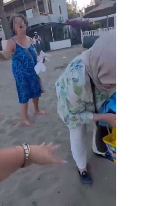 Plajda gergin anlar: Yaşlı kadının tepkisi gündem oldu
