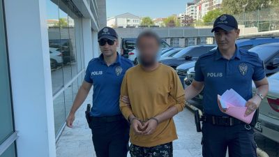 Samsun'un İlkadım ilçesinde esnafın baktığı bir kediye yoldan geçerken tekme