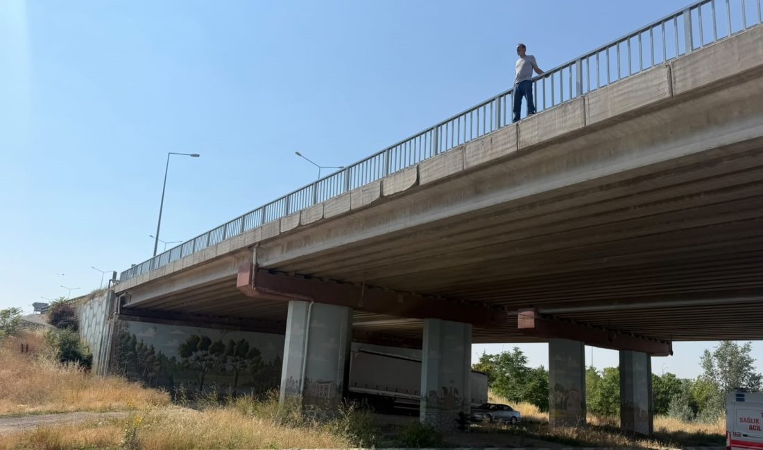 Sivrihisar ilçesinde üst geçit korkuluklarına çıkan bir şahıs sebebi ile