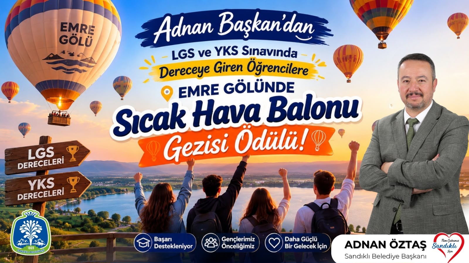 Başkan Öztaş'tan başarılı öğrencilere balon turu ödülü