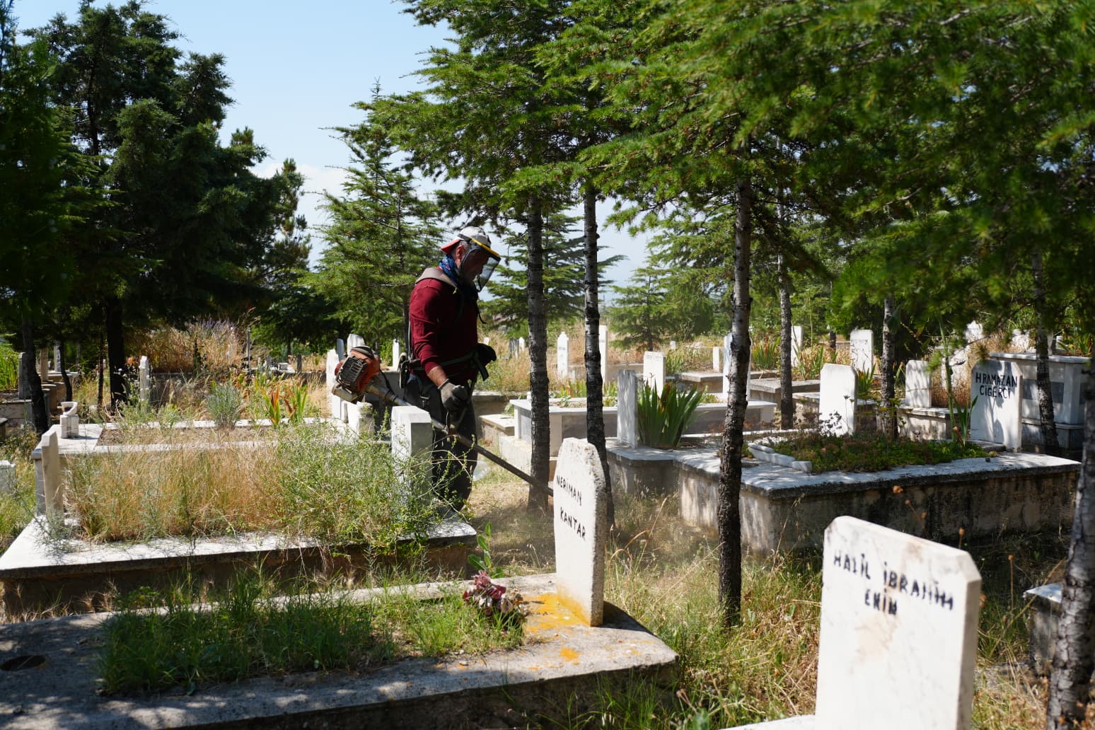 Bolvadin asri mezarlık ve çevresinde ot temizliği