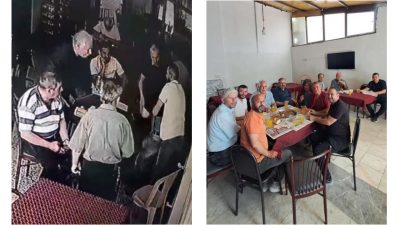 Bilecik'te bir kıraathanede okey oynayan şahsın yediği portakalın parçası soluk