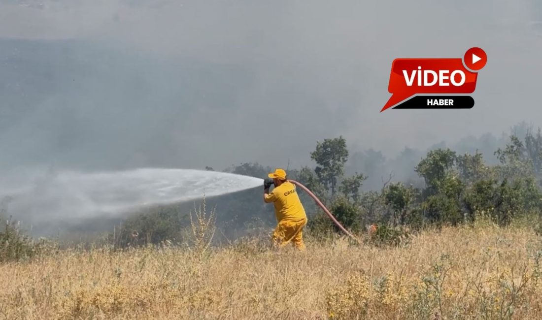 Afyonkarahisar'ın Büyükkalecik beldesi kırsalında çıkan arazi yangınına ekiplerin müdahalesi aralıksız