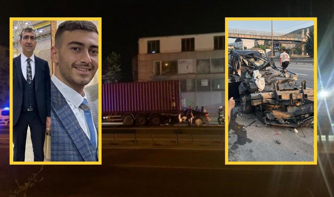 Kocaeli'de D100 Karayolu'nda tıra arkadan çarpan otomobil hurdaya döndü. Feci