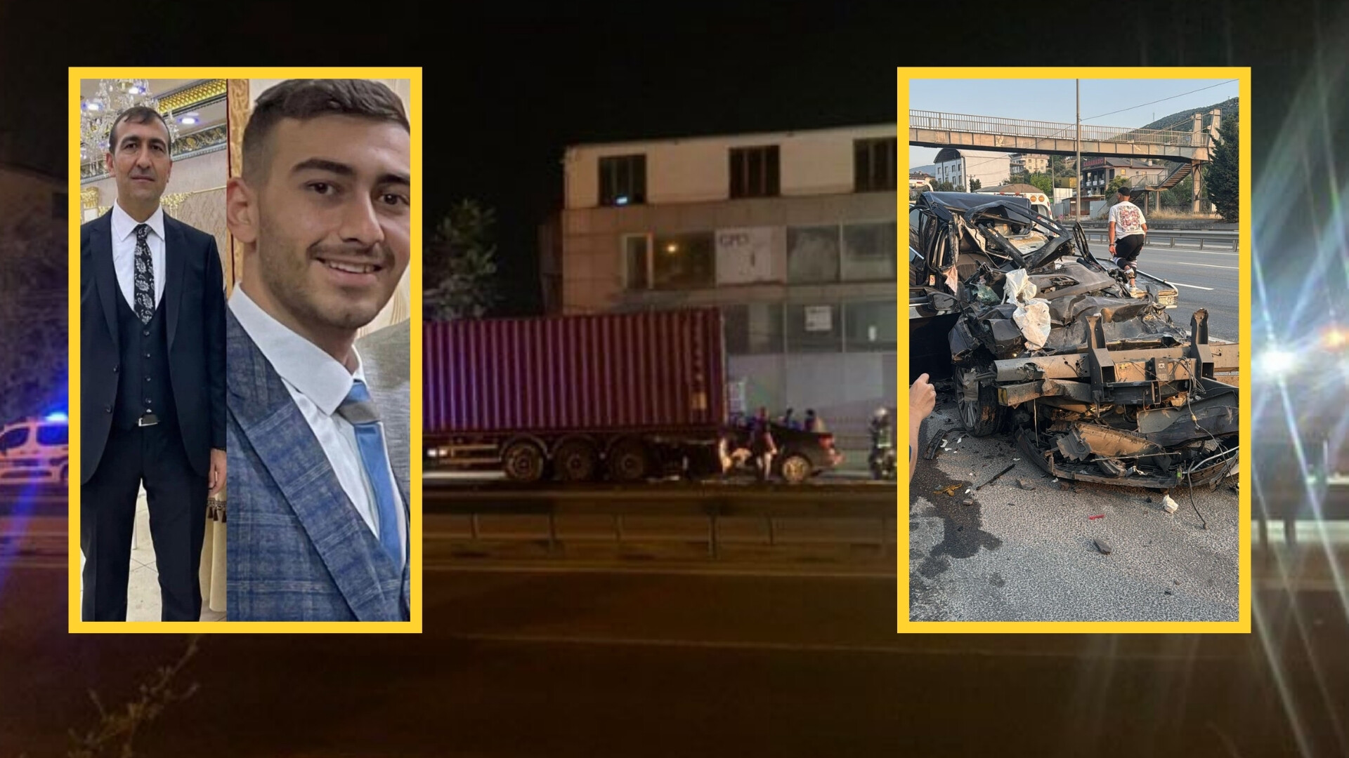 Kocaeli'de D100 Karayolu'nda tıra arkadan çarpan otomobil hurdaya döndü. Feci
