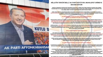 AK Parti Afyonkarahisar İl Başkanlığı, Yargıtay Cumhuriyet Başsavcılığı'nın açıkladığı 1