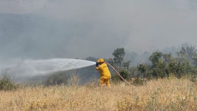 Afyonkarahisar'ın Büyükkalecik beldesi kırsalında çıkan arazi yangınına ekiplerin müdahalesi aralıksız