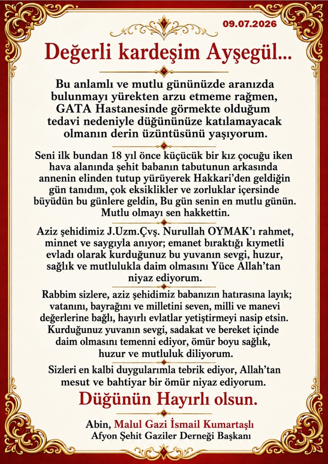 Şehidimizin kızına duygusal mesaj 2 Şehidimizin kızına duygusal mesaj
