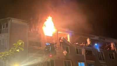 Tekirdağ'ın Çorlu ilçesinde, 6 katlı bir apartmanın en üst katında