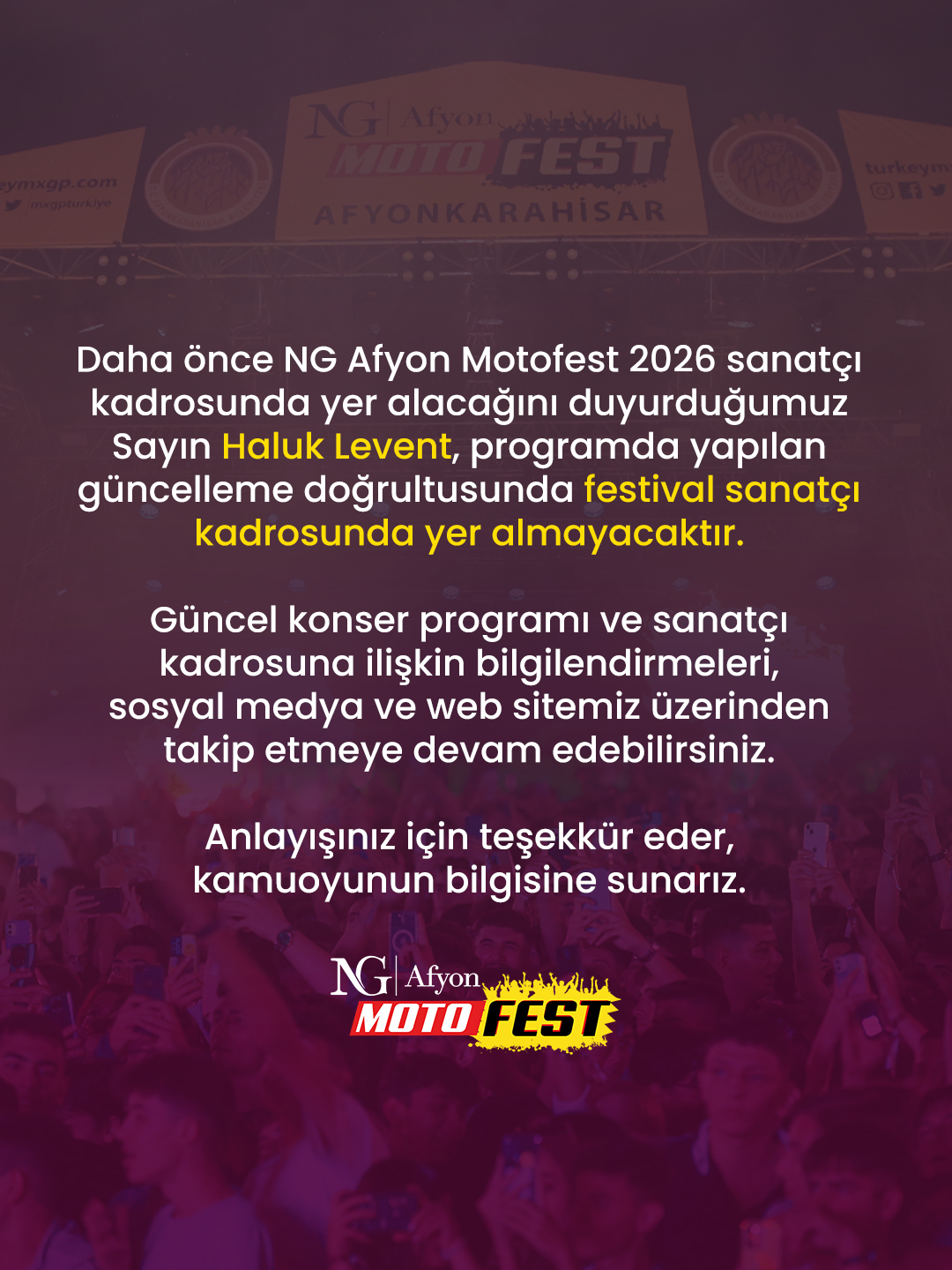Haluk Levent, Motofest 2026 kadrosundan çıkarıldı 1 Haluk Levent, Motofest 2026 kadrosundan çıkarıldı