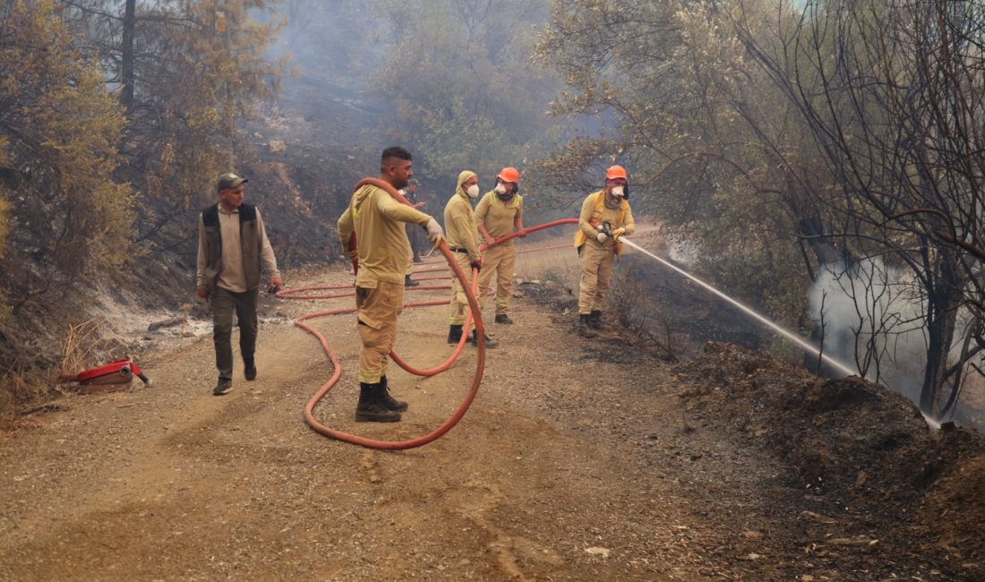 Muğla'nın Fethiye ilçesi İnlice Mahallesi'nde yaklaşık 20 saattir devam eden