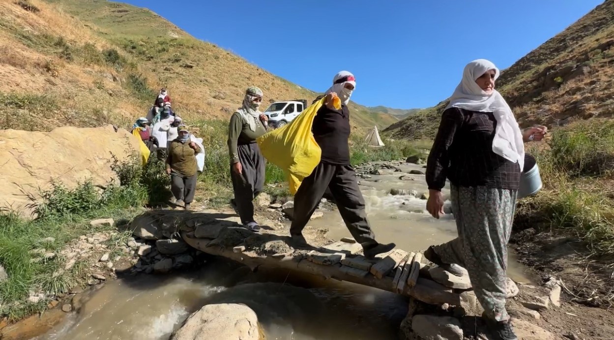 Hakkari’nin Yüksekova ilçesindeki berivanlar (süt sağan kadınlar), kavurucu sıcaklara ve