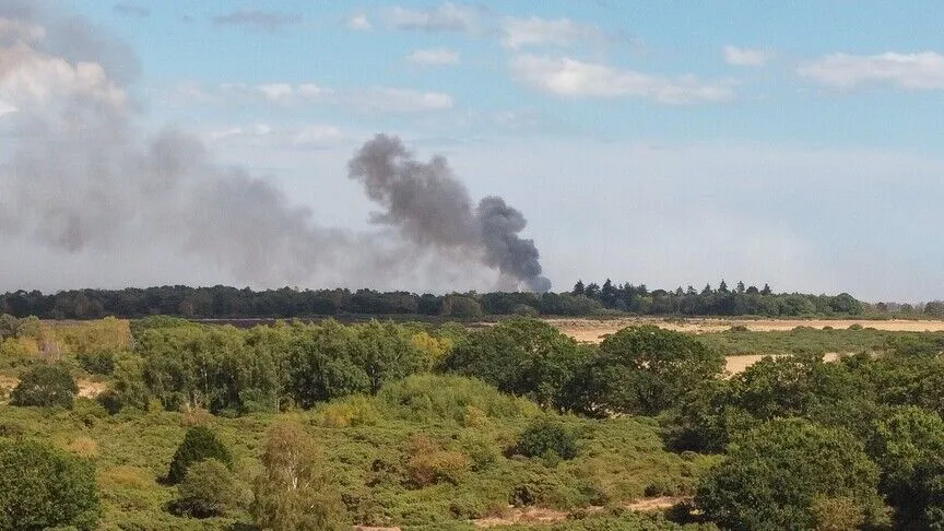 İngiltere'nin doğusundaki Suffolk'ta 29 Temmuz'da başlayan orman yangınını söndürme çalışmalarının