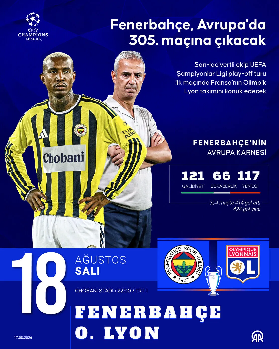 Fenerbahçe Avrupa'da 305. maçına çıkacak