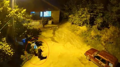 Artvin’in Hopa ilçesine bağlı Koyuncular köyünde gece karanlığında duydukları sesten