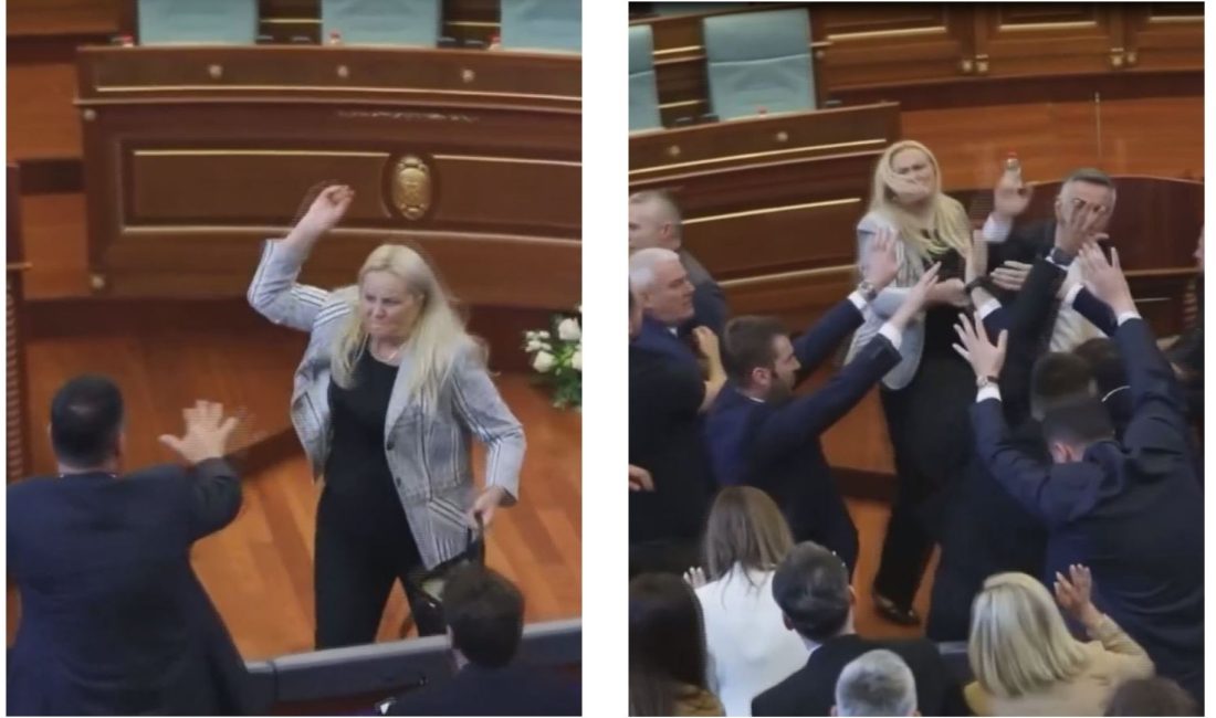 Kosova Meclisi’nde gerçekleştirilen oturum sırasında muhalefet milletvekillerinden biri, Başbakan Albin