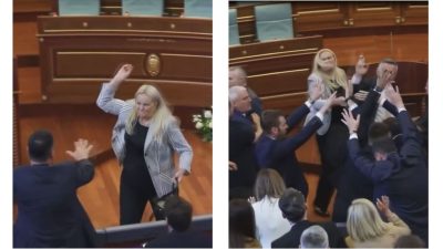 Kosova Meclisi’nde gerçekleştirilen oturum sırasında muhalefet milletvekillerinden biri, Başbakan Albin