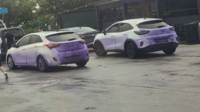 Afyonkarahisar’da Dinar-Çay kara yoluna dökülen kimyasal madde nedeniyle araçların mor