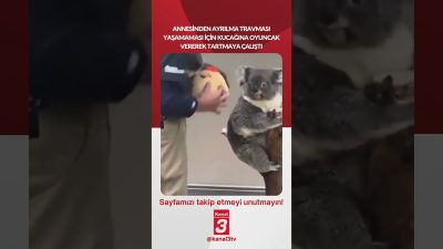 Annesinden ayrılma travması yaşamaması için kucağına oyuncak vererek tartmaya çalıştı…