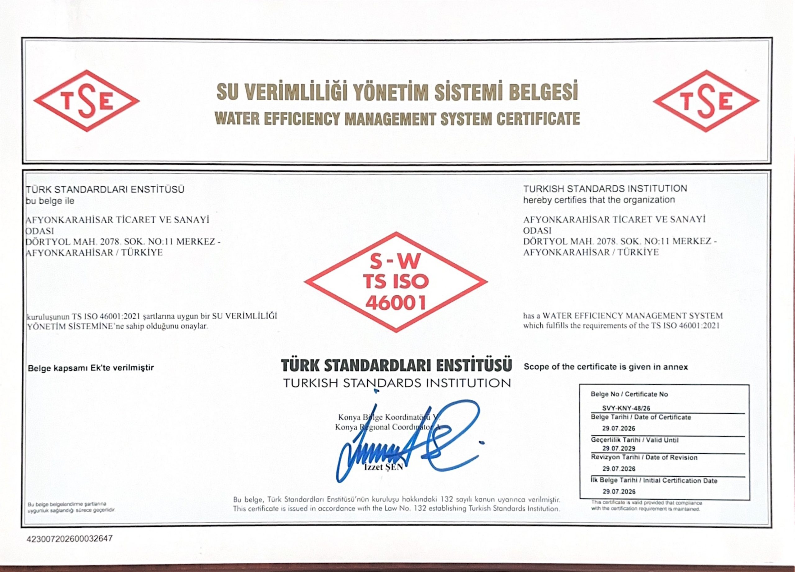 ATSO’nun su ve enerji yönetimi tescillendi 1 ATSO’nun su ve enerji yönetimi tescillendi