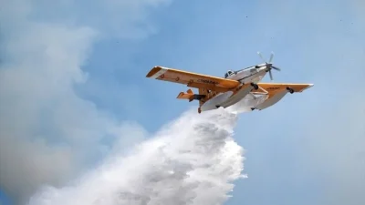 Aydın'ın Çine ilçesinde ormanlık alanda 30 Temmuz'da başlayan yangına havadan