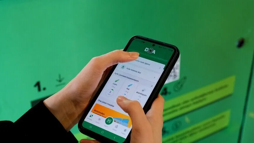 Depozitosu Olan Ambalajlar (DOA) sistemi kapsamında kullanılan mobil uygulamaya kayıtlı