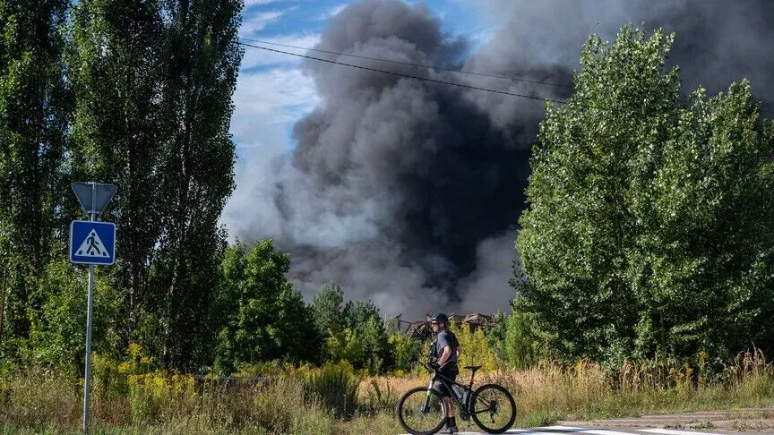 Ukrayna'nın başkenti Kiev yakınlarındaki Mıla köyüne Rusya'nın insansız hava aracı