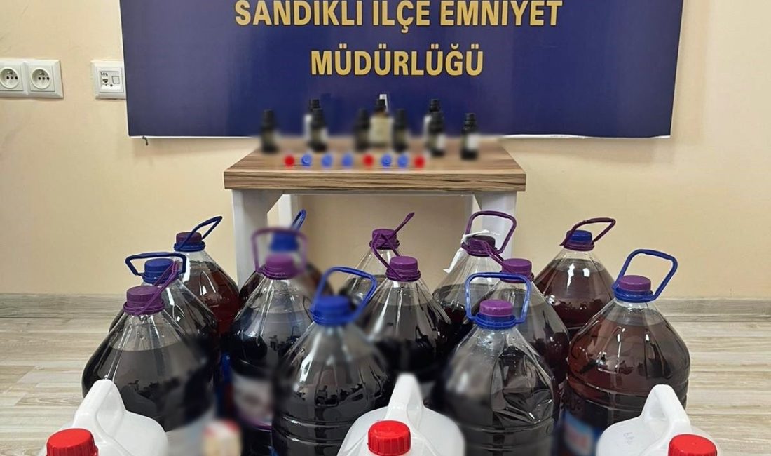 Afyonkarahisar’ın Sandıklı ilçesinde polis ekipleri tarafından sahte alkol imalatı ve