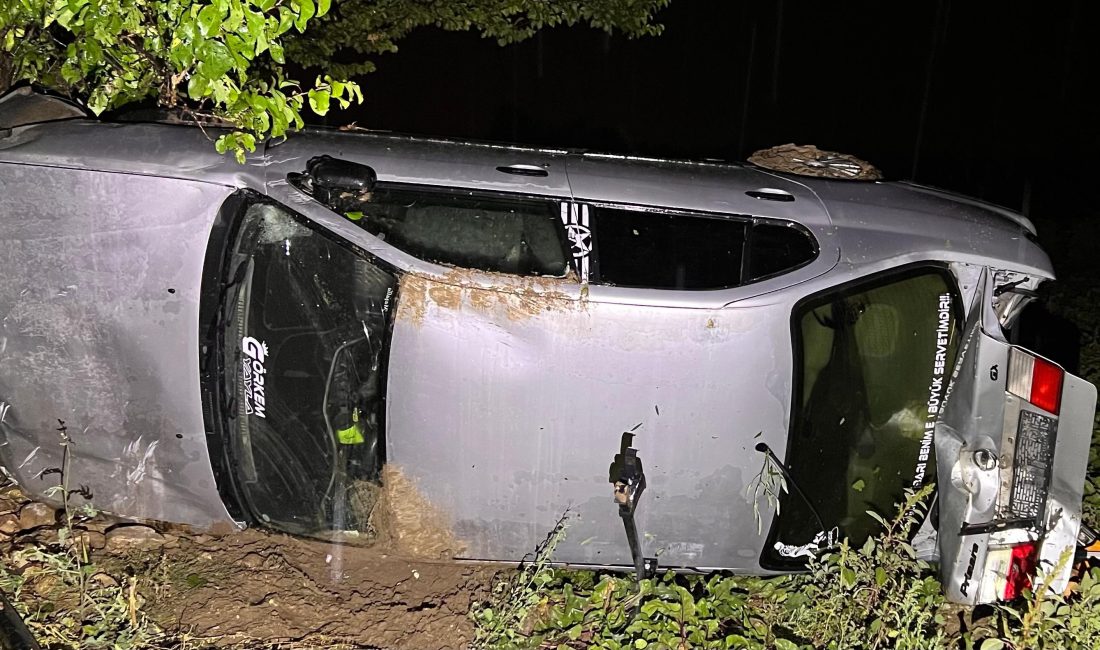 Afyonkarahisar’ın Bolvadin ilçesinde kontrolden çıkan otomobilin tarlaya devrilmesi sonucu meydana