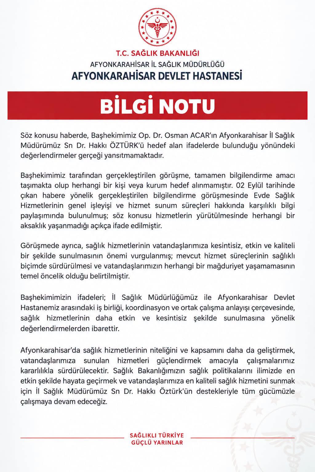 “Başhekim İl Sağlık Müdürünü hedef aldı” iddiasına yanıt 1 “Başhekim İl Sağlık Müdürünü hedef aldı” iddiasına yanıt