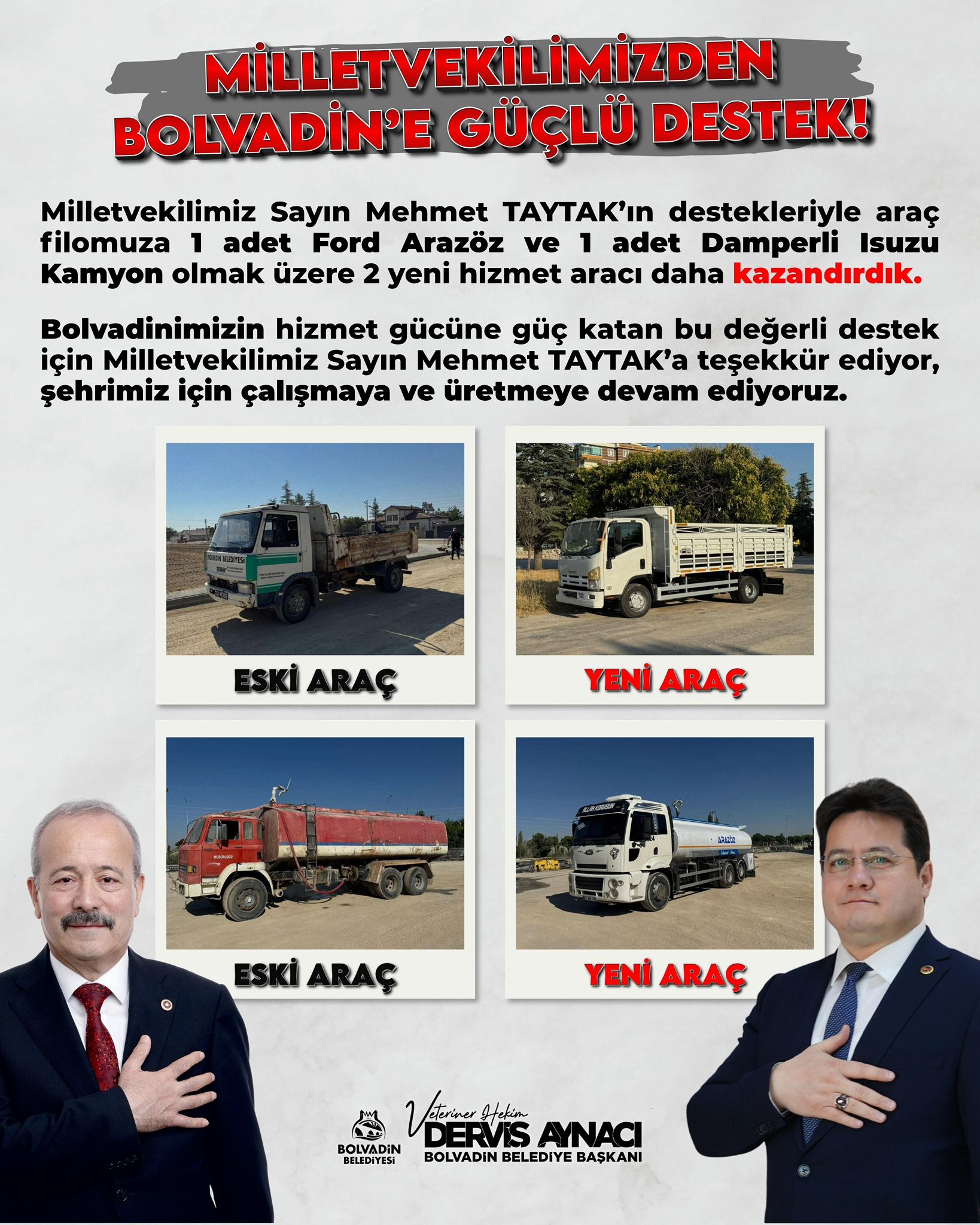 Bolvadin Belediyesi’ne iki yeni hizmet aracı